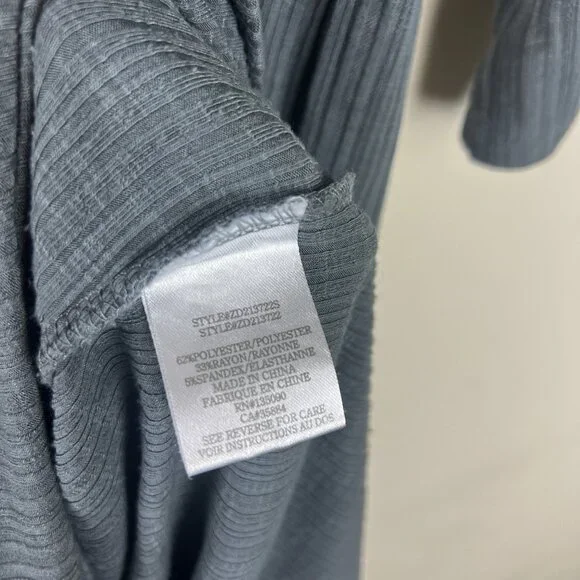 Z Supply Gray Ribbed Knit Long Sleeve Henley Maxi Dress - Picture 5 of 6